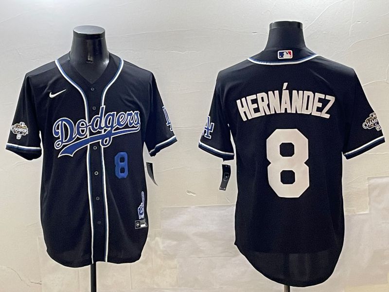 Men Los Angeles Dodgers #8 Hernandez Black Fashion Game 2025 Nike MLB Jersey style 30617->los angeles dodgers->MLB Jersey